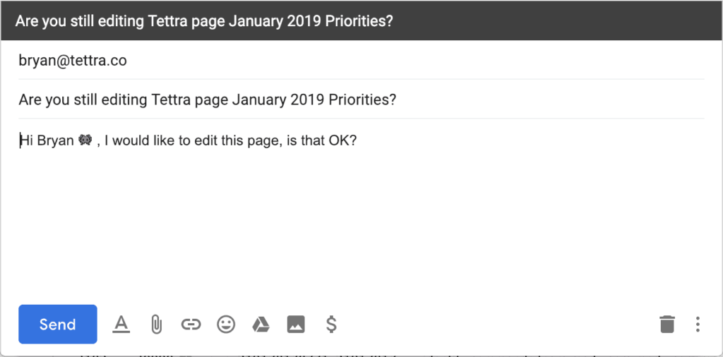 Email about wiki edits in progress